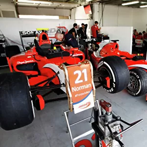 2015 GP2 Series Round 1 - Bahrain International Circuit, Bahrain. Sunday 19 April 2015. The Arden Garage of Andre Negrao (BRA, Arden International) and Norman Nato (FRA, Arden International) Photo: Sam Bloxham/GP2 Series Media Service