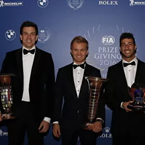 2016 FIA Prize Giving Vienna, Austria Friday 2nd December 2016 Toto Wolff, Nico Rosberg and Daniel Ricciardo. Photo: Copyright Free FOR EDITORIAL USE ONLY. Mandatory Credit: FIA ref: 30560142754_8151a22f5d_o