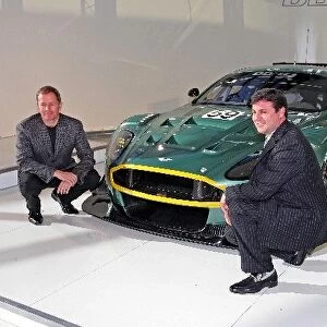Aston Martin DBR9 Launch: L-R: Martin Brundle and Mark Blundell with the new Prodrive developed Aston Martin DBR9, which will contest the Le