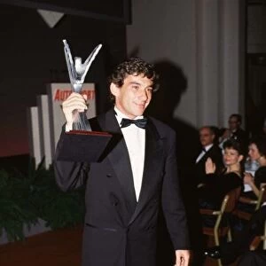 Ayrton Senna with his Autosport Award in 1991 Formula One World Championship World