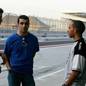 Bahrain F3 Superprix: L to R: Paul di Resta, Dario Franchitti and Lewis Hamilton Manor Motorsport