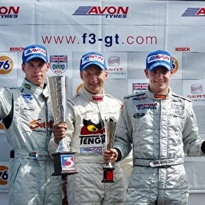 British Formula Three Championship: Left to right Alan van der Merwe Carlin Motorsport, Robert Dahlgren Fortec Motorsport and Jamie Green Carlin