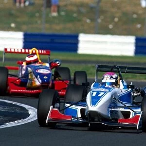 British Formula Three Championship: Race winner Marc Hynes, Manor Motorsport, leads second placed Jenson Button, Promatecme