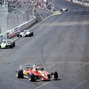 Caesars Palace, United States. 25 September 1982: Mario Andretti, Ferrari 126C2, retired, leads Keke Rosberg, Williams FW08-Ford, 5th position