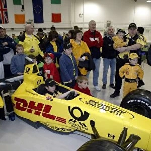 Club Jordan Factory Open Day: A young fan has a go in an F1 simulator