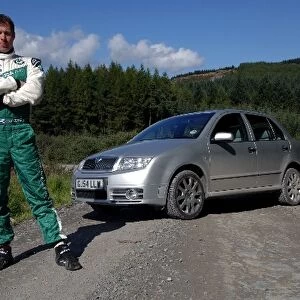 Colin McRae Tests for Skoda: Colin McRae a Skoda Fabia. McRae tested a Skoda Fabia WRC before competing in Wales Rally GB