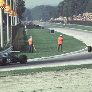 Ferrari 312 of Ickx follows Brabham BT26 of Brabham: Italian Grand Prix, Monza 8th September 1968 Rd 9