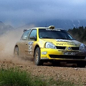 FIA World Rally Championship: Brice Tirabassi, Renault Clio, JWRC leader at the end of Leg One, in action on Stage 2, Stromi 1