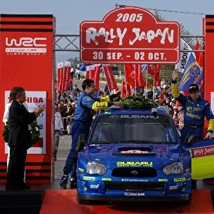 FIA World Rally Championship: Chris Atkinson, Subaru Impreza WRC, on the podium in third place
