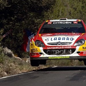 FIA World Rally Championship: Dani Sordo, Citroen Xsara WRC, jumps on Stage 11