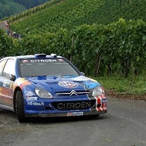FIA World Rally Championship: Toni Gardemeister, Citroen Xsara WRC, on Stage 2 in the Mosel vineyards
