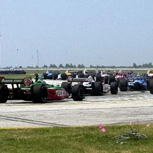The field about to take the green flag at the Marconi Grand Prix of Cleveland