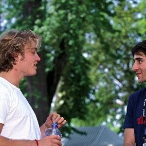 Formula 3 Euro Series: Nico Rosberg Team Rosberg chats with French Formula Renault driver Nicolas Prost Team Oreca