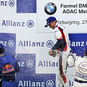Formula BMW ADAC: The podium: Sebastien Buemi Muecke Motorsport, second; Nico Huelkenberg Josef Kaufmann Racing, winner; Tim Sandtler, third