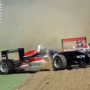 Formula Three Euroseries: Race 1 crash between Tiago Geronimi Signature and Jules Bianchi ART Grand Prix