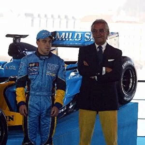 Formula One Launch: Fernando Alonso Renault with Flavio Briatore Renault Team Principal at the launch of the Renault R23
