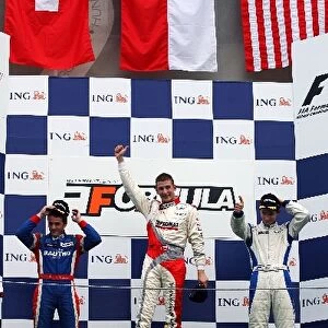 Formula Master: The podium: Fabio Leimer Jenzer Motor sport, second; Josef Kral JD Motorsport, race winner; Alexander Rossi ISR, third