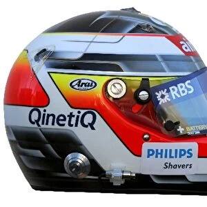Formula One Testing: Helmet of Nico Hulkenberg Williams, side view