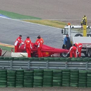 Formula One Testing: Luca Badoer Ferrari F1248 Test driver spun off the track