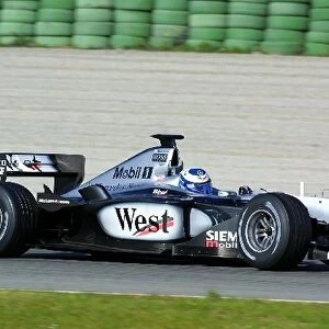 Formula One Testing: Mika Hakkinen tests the McLaren Mercedes MP4-16 for the first time