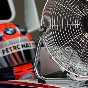Formula One Testing: Robert Kubica BMW Sauber F1 with a fan to keep cool