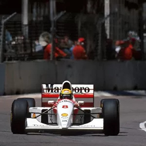 Formula One World Championship: Ayrton Senna McLaren MP4 / 8 en route to what would turn out to be his forty-first and final victory
