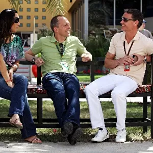 Formula One World Championship: Bianca Senna with Chris Goodwin Manager of Bruno Senna and David Coulthard Red Bull Racing and Scuderia Toro
