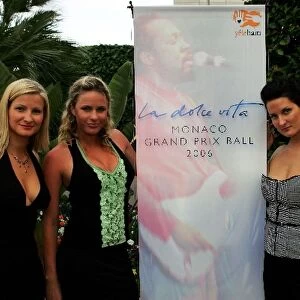 Formula One World Championship: Clara Beasley and Rosie Beasley Grid Modelswith Tahli Greenwood Model at the Grand Prix Ball