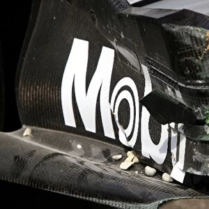 Formula One World Championship: The damaged McLaren Mercedes MP4 / 20 of Juan Pablo Montoya is returned to the pits after qualifying