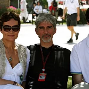 Formula One World Championship: Damon Hill BRDC President with his wife Georgie and son Joshua
