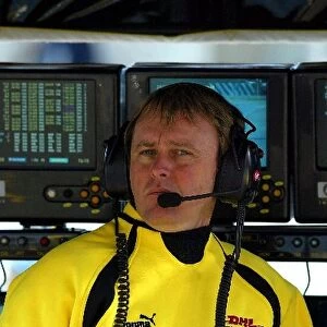 Formula One World Championship: David Brown Jordan race engineer on the pit wall