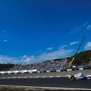 Formula One World Championship: David Coulthard Williams FW17 leads eventual winner Michael Schumacher