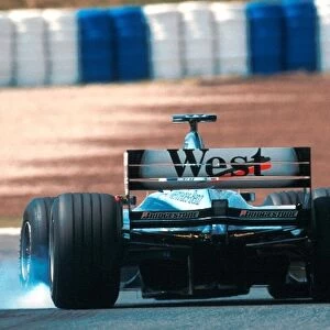 Formula One World Championship: David Coulthard Mclaren MP4-14 locks his brakes