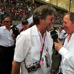 Formula One World Championship: Eric Clapton Guitar Legend with Martin Brundle ITV F1-Commentator on the grid