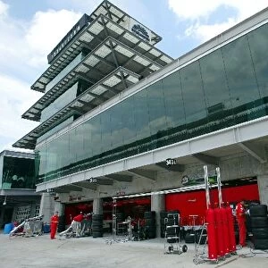 Formula One World Championship: The Ferrari team in the pitlane