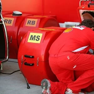 Formula One World Championship: The Ferrari tyre box of Michael Schumacher Ferrari, which keeps the Bridgestone tyres warm