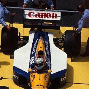 Formula One World Championship: FIA stewards check race winner, Nigel Mansells Williams FW14B for technical irregularities