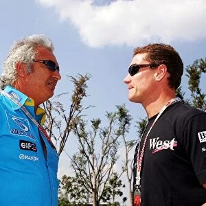 Formula One World Championship: Flavio Briatore Renault Team Principal talks with David Coulthard McLaren