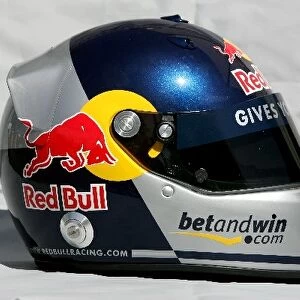 Formula One World Championship: The helmet of Christian Klien Red Bull Racing