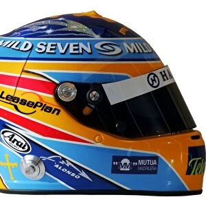Formula One World Championship: The helmet of Fernando Alonso Renault