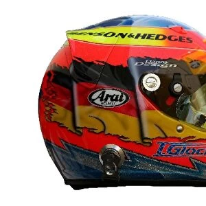 Formula One World Championship: The helmet of Timo Glock Jordan Test Driver, side view