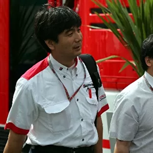 Formula One World Championship: Hisao Suganuma Bridgestone Motorsport Technical Manager and Hirohide Hamashima Head of Bridgestone Tyre Development