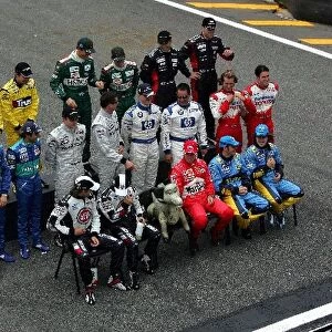 Formula One World Championship: The Jaguar donkey takes the place of Michael Schumacher Ferrari during the end of season driver picture