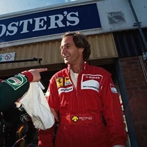 Formula One World Championship: Johnny Herbert, left, shares a joke with Gerhard Berger