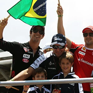 Formula One World Championship: Lucas di Grassi Virgin Racing with Rubens Barrichello Williams and sons; Felipe Massa Ferrari and Bruno Senna