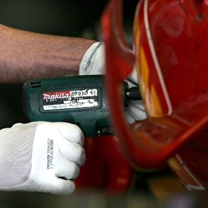Formula One World Championship: Makita Tools being used in the Ferrari garage