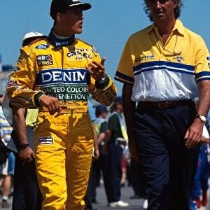 Formula One World Championship: Michael Schumacher, left, talks with Benetton Boss Flavio Briatore