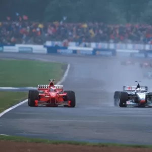 Formula One World Championship: Michael Schumacher and David Coulthard Mclaren battle for position