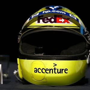 Formula One World Championship: The new Ralf Schumacher Williams helmet that illuminates information to the driver inside the visor