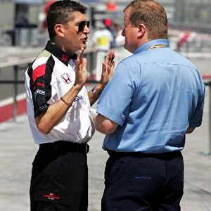 Formula One World Championship: Nick Fry Honda F1 Team Principal talks with Jo Bauer FIA Technical Delegate